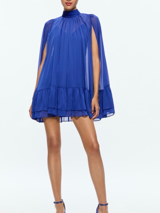 Alice + Olivia Dresses & Skirts - Alice + Olivia Cobalt Blue Mini Dress with Cape Sleeves